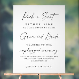 Elegant Minimalist Unplugged Wedding Ceremony Acrylic Sign