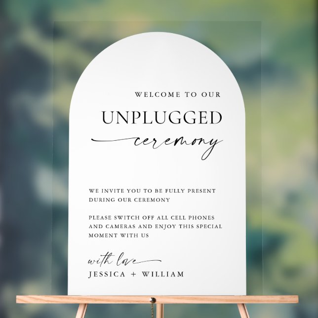 Elegant Minimalist Unplugged Wedding Ceremony Acrylic Sign (Neutral)
