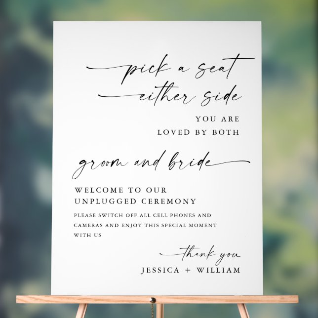 Elegant Minimalist Unplugged Wedding Ceremony Acrylic Sign (Neutral)