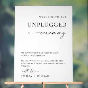 Elegant Minimalist Unplugged Wedding Ceremony Acrylic Sign