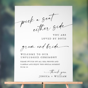 Elegant Minimalist Unplugged Wedding Ceremony Acrylic Sign