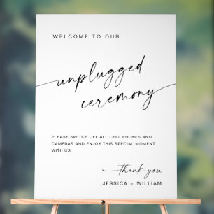 Elegant Minimalist Unplugged Wedding Ceremony Acrylic Sign