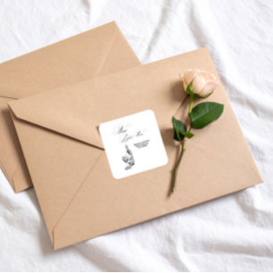 Elegant Minimalist Vino Before Vows Bridal Shower Square Sticker