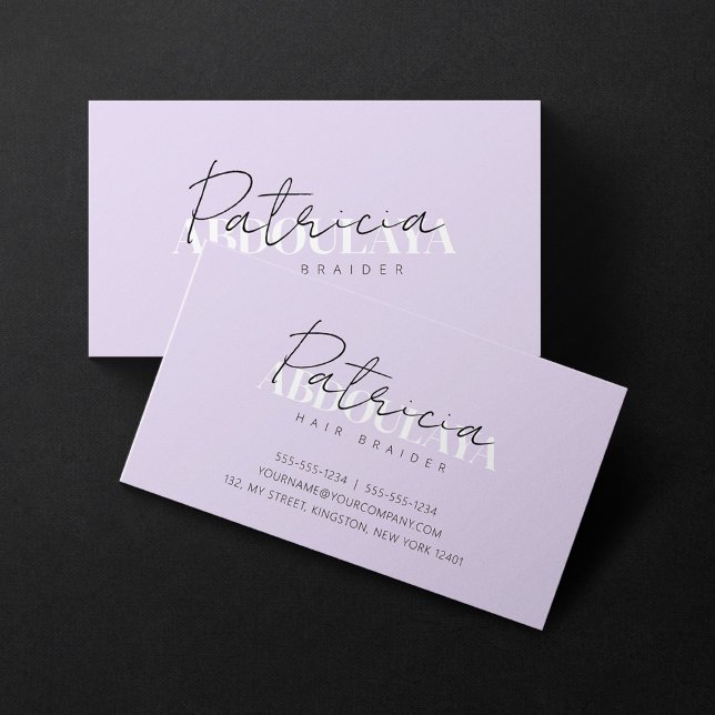 Elegant Minimalist Violet Trendy Eye Hair Braider Business Card (Creator Uploaded)