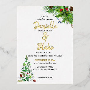 Elegant, Minimalist Watercolor Christmas Wedding