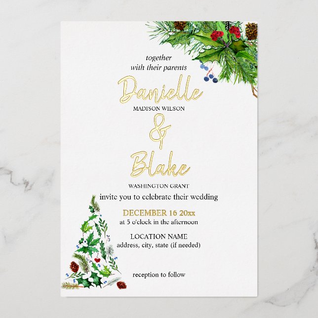 Elegant, Minimalist Watercolor Christmas Wedding (Front)