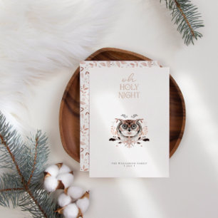 Elegant Minimalist Watercolor Holy Night Non-Photo Foil Holiday Card