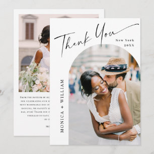 Elegant Minimalist Wedding 2 Photo QR code Thank You Card