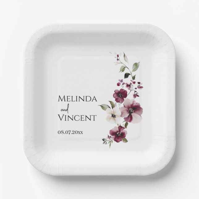 Elegant Minimalist Wedding Anniversery Paper Plate (Front)