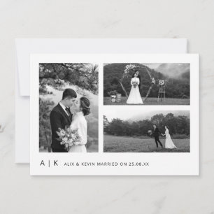 Elegant Minimalist Wedding Black Photo Script Thank You Card