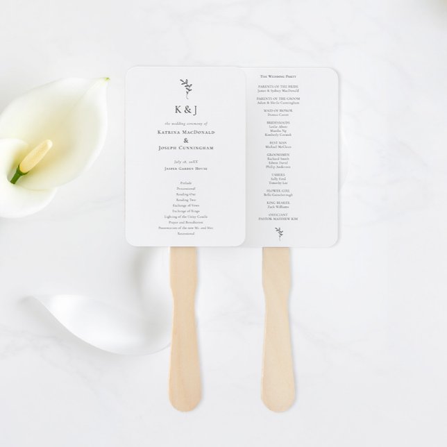 Elegant Minimalist Wedding Ceremony Monogram Hand Fan (Creator Uploaded)