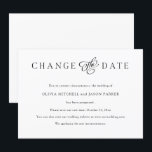 Elegant Minimalist | Wedding Change the Date Invitation<br><div class="desc">This simple and elegant wedding rescheduling or postponement invitation is the perfect way to change the date of your modern,  formal wedding. Classic black text and swirly calligraphy appear on a clean white background.</div>