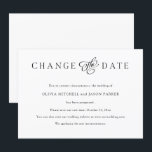 Elegant Minimalist | Wedding Change the Date Invitation<br><div class="desc">This simple and elegant wedding rescheduling or postponement invitation is the perfect way to change the date of your modern,  formal wedding. Classic black text and swirly calligraphy appear on a clean white background.</div>