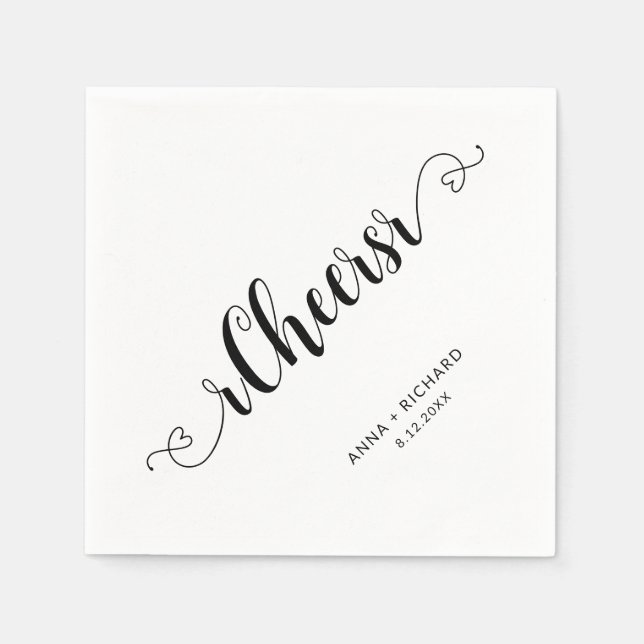 Elegant Minimalist Wedding Cheers Personalised  Napkin (Front)