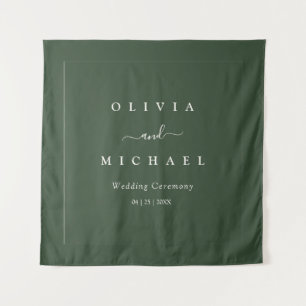Elegant Minimalist Wedding Dark Green Classic Chic Tapestry