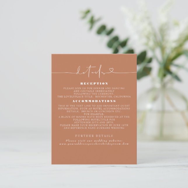 Elegant Minimalist Wedding Details Enclosure Card (Standing Front)