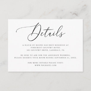 Elegant Minimalist Wedding Details with Script Enclosure Card