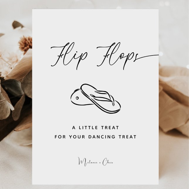 Elegant Minimalist Wedding Flip Flop Dancing Feet  Pedestal Sign (Creator Uploaded)