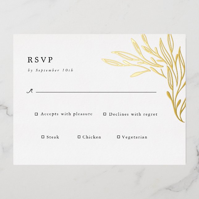 Elegant Minimalist Wedding Foil Enclosure Card (Front)