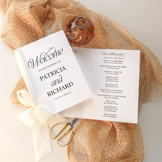 Elegant Minimalist Wedding Folded Program Programme (Creator Uploaded)