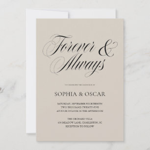 Elegant Minimalist Wedding   Forever & Always Invitation