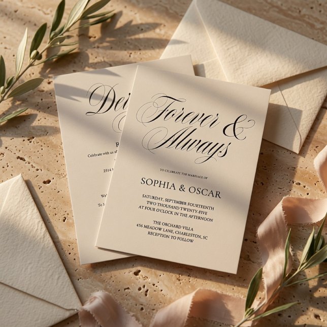 Elegant Minimalist Wedding | Forever & Always Invitation (Creator Uploaded)