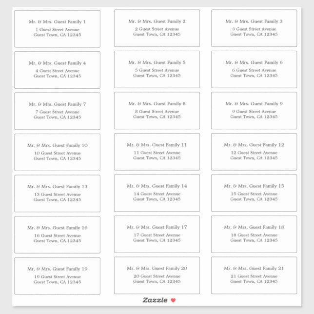Elegant Minimalist Wedding Guest Address Labels (Sheet)