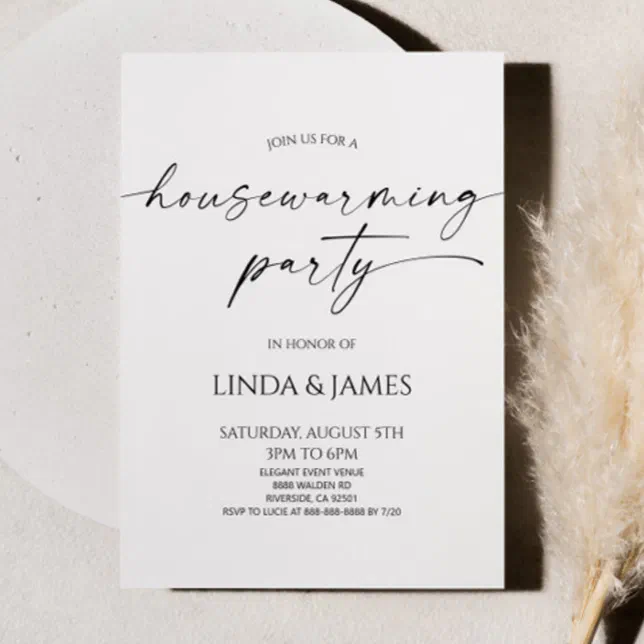 Elegant Minimalist Wedding Housewarming Party Invitation | Zazzle