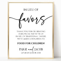 Elegant Minimalist Wedding In Lieu Of Favours Sign