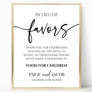 Elegant Minimalist Wedding In Lieu Of Favours Sign