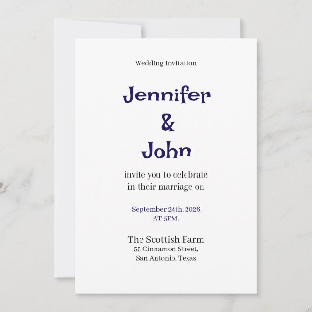 elegant minimalist wedding invitation (Front)