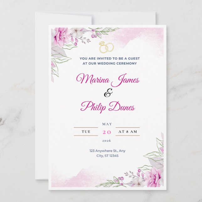 Elegant Minimalist Wedding Invitation  (Front)