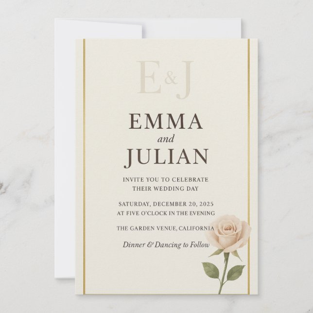 Elegant Minimalist Wedding Invitation  (Front)