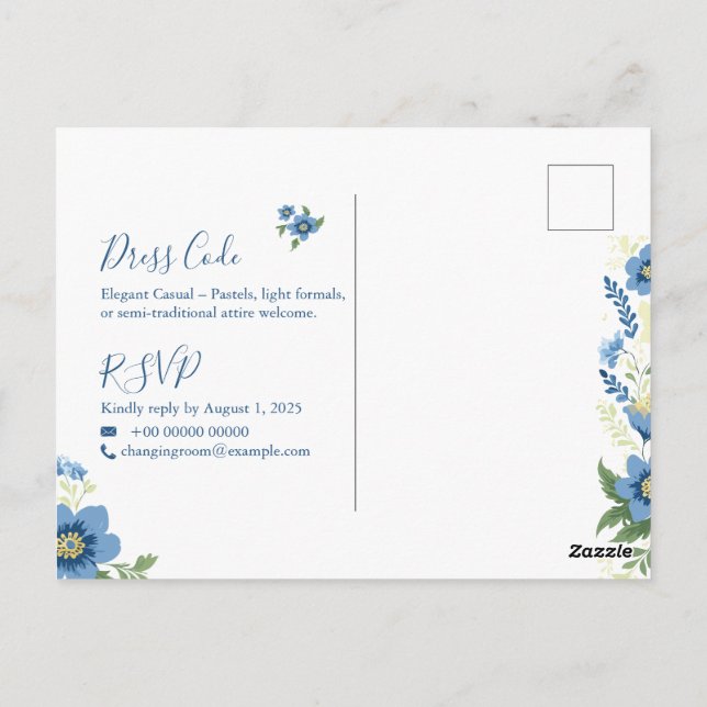 Elegant Minimalist Wedding Invitation Template | E Postcard (Back)