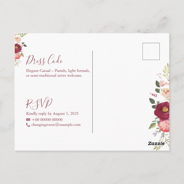 Elegant Minimalist Wedding Invitation Template Postcard (Back)