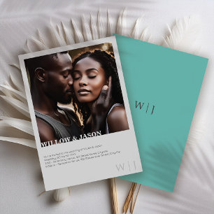 Elegant minimalist wedding invitation with photo