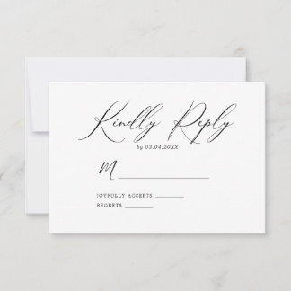 Elegant Minimalist Wedding Kindly Reply RSVP Card