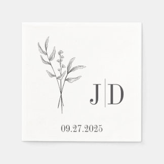 Elegant Minimalist Wedding Napkin | Custom Initial