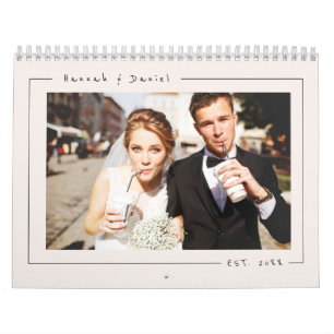 Elegant Minimalist Wedding Newlyweds Photo 2026  Calendar