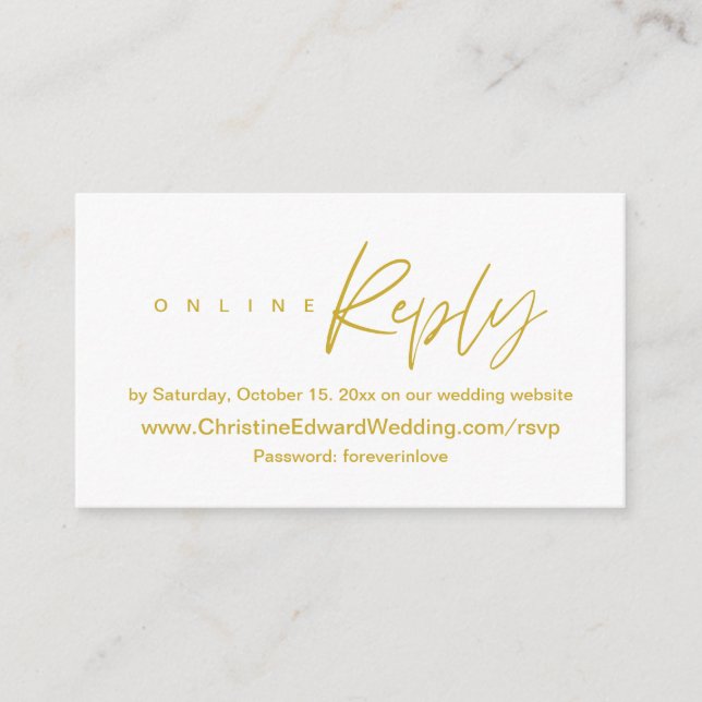 Elegant, Minimalist, Wedding Online RSVP Enclosure (Front)