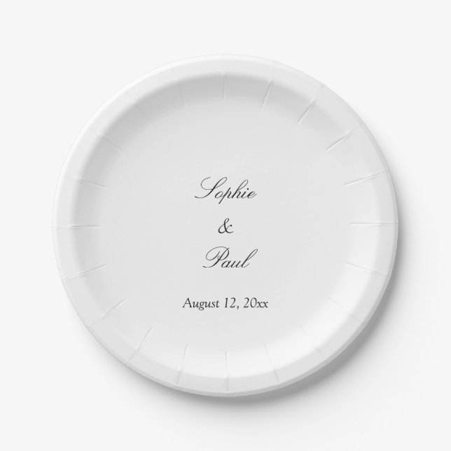 Elegant Minimalist Wedding Paper Plates (Front)