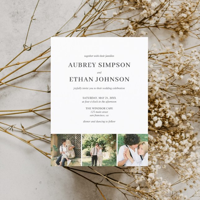 Elegant Minimalist Wedding Photo Invitation Postcard (Creator Uploaded)