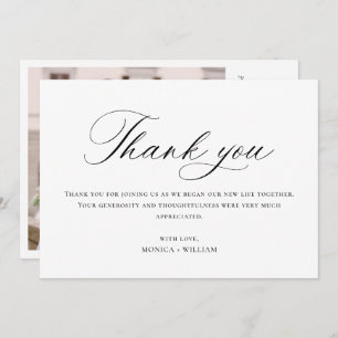 Elegant Minimalist Wedding Photo QR code Thank You Card