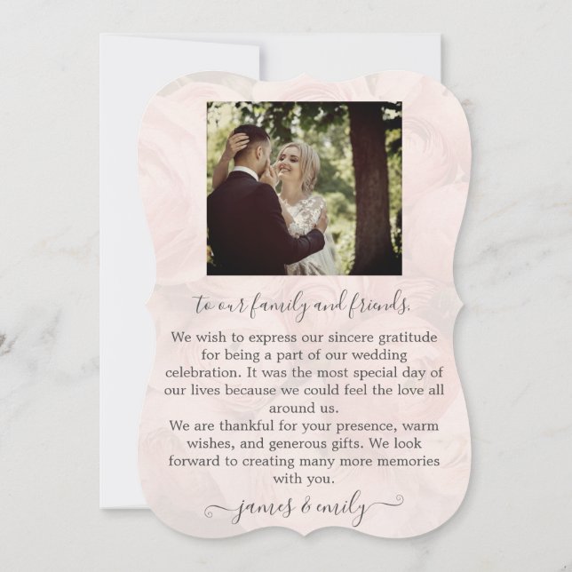 Elegant Minimalist Wedding Photo Thank You Card  (Back)