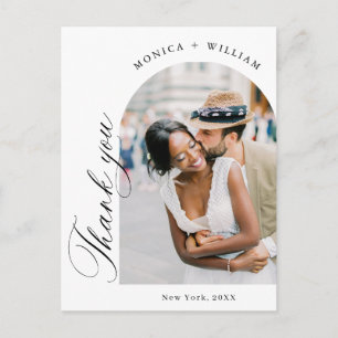 Elegant Minimalist Wedding Photo Thank You Postcard