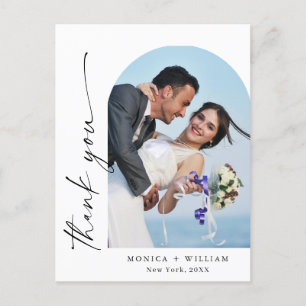 Elegant Minimalist Wedding Photo Thank You Postcard