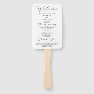 Elegant Minimalist Wedding Program Hand Fan