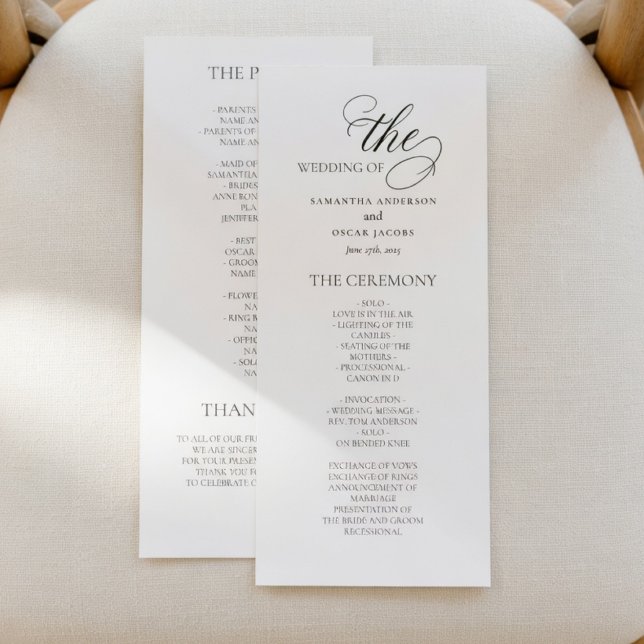 Elegant Minimalist Wedding Program  Menu (Creator Uploaded)