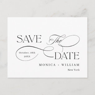 Elegant Minimalist Wedding QR Code Save The Date Postcard