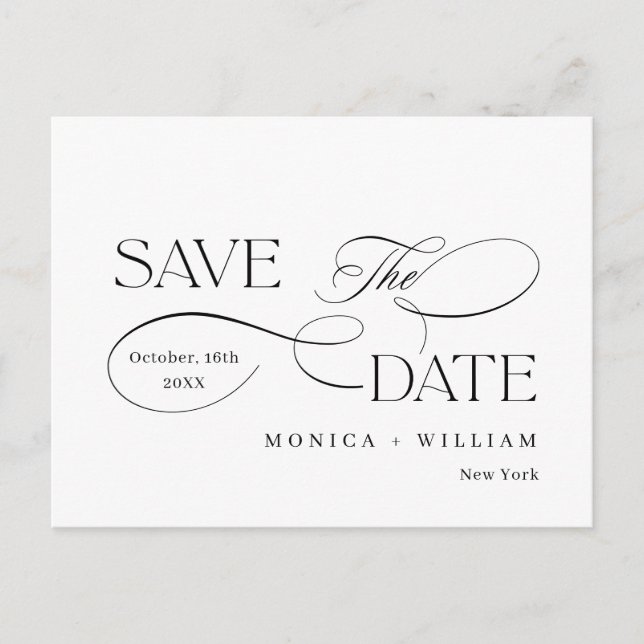 Elegant Minimalist Wedding QR Code Save The Date Postcard (Front)